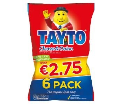 Picture of TAYTO CHEESE & ONION 6PK FLASHED €2.75